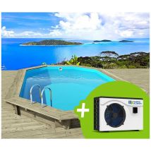 Habitat Et Jardin - Piscine bois ' Palma 145 ' 7.57 x 4.07 x 1.44 m + Pompe à chaleur 6.1 kW