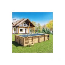 Procopi - Piscine bois urbaine Luxe + volet automatique 6,5 x 3,5m xl + Couverture automatique + Filtration à sable