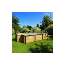Procopi - Piscine bois urbaine Luxe + volet automatique 6 x 2,5m + Couverture automatique