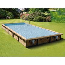 Ubbink - Piscine bois linea rectangulaire 500x800x140cm liner bleu