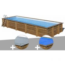 GRE - Kit piscine bois Gré Mint 10,10 x 4,18 x 1,46 m + Bâche hiver + Bâche à bulles