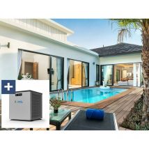 Habitat Et Jardin - Piscine bois rectangle ' Aruba '- 5.00 x 3.00 x 1.24 m + Mini pompe à chaleur 3.5kW - Métal - Gris