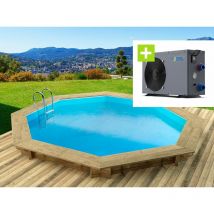 Habitat Et Jardin - Piscine bois ' Verona ' - 5.10 x 1.20 m + Pompe à chaleur - Puissance 6.1 kW
