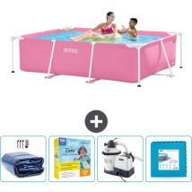 Piscine Cadre Rectangulaire Intex - 220 x 150 x 60 cm - Rose - Incluse Accessoire CB67