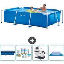Intex - Piscine Cadre Rectangulaire 260 x 160 x 65 cm - Bleue - Incluse Accessoire CB59