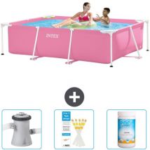 Intex - Piscine Cadre Rectangulaire 220 x 150 x 60 cm - Rose - Incluse Accessoire CB73