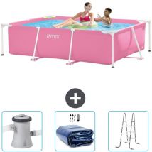 Intex - Piscine Cadre Rectangulaire 220 x 150 x 60 cm - Rose - Incluse Accessoire CB83