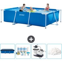 Schwimmbecken mit rechteckigem Rahmen – 300 x 200 x 75 cm – Blau – im Lieferumfang enthalten Accessoire CB63 - Intex