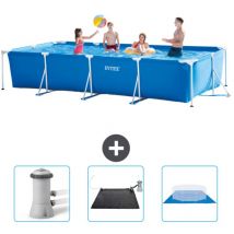 Schwimmbecken mit rechteckigem Rahmen – 450 x 220 x 84 cm – Blau – im Lieferumfang enthalten Accessoire CB79 - Intex