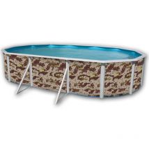 Kit piscine hors-sol acier TOI camuflaje ovale 6.40 x 3.66 x 1.20m décor camouflage