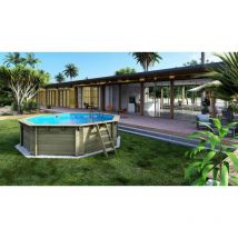 Altanka - Piscine en bois 4,71x4,72 - H.1,20 m - avec filtration et coffre
