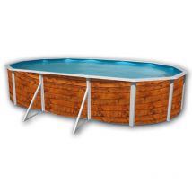 Kit piscine hors-sol acier TOI etnica ovale 6.40 x 3.66 x 1.20m décor bois