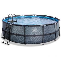 Exit Piscine en pierre ø427x122cm avec pompe à sable - gris