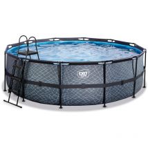 Exit Piscine en pierre ø450x122cm avec pompe à sable - gris