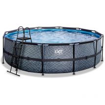 Exit Piscine en pierre ø488x122cm avec pompe à sable - gris