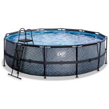 Exit Piscine en pierre ø488x122cm avec pompe de filtration - gris