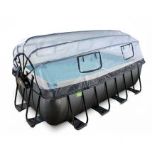 Piscine exit Black Leather 400x200x122cm avec pompe filtrante à sable et dôme et pompe à chaleur - noir