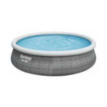 Destockage - Piscine autoportée Bestway Fast Set Aspect rotin 4,57 x 1,07 m + Épurateur + Échelle
