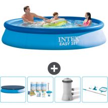 Runder aufblasbarer Easy-Set-Pool – 366 x 76 cm – Blau – im Lieferumfang enthalten Accessoire CB7 - Intex