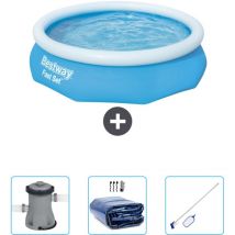 Piscine Gonflable Ronde Fast Set Bestway 305 x 76 cm - Bleue - Incluse Accessoire CB42 - Blue
