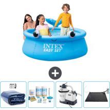Piscine Gonflable Ronde Intex Easy Set - 183 x 51 cm - Bleue - Baleine - Incluse Accessoire CB62