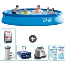 Piscine Gonflable Ronde Intex Easy Set - 457 x 84 cm - Bleue - Comprend des Accessoires CB55