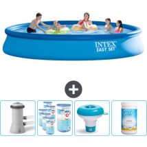 Piscine Gonflable Ronde Intex Easy Set - 457 x 84 cm - Bleue - Comprend des Accessoires CB89