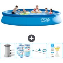 Piscine Gonflable Ronde Intex Easy Set - 457 x 84 cm - Bleue - Comprend des Accessoires CB94