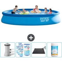 Intex runder aufblasbarer Easy Set-Schwimmpool – 457 x 84 cm – Blau – Inklusive Zubehör CB92
