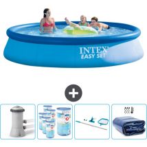 Runder aufblasbarer Easy Set-Schwimmpool – 396 x 84 cm – Blau – Inklusive Zubehör CB93 - Intex