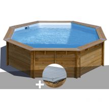 GRE - Kit piscine bois Gré Violette 2 ø 5,00 x 1,27 m + Bâche hiver