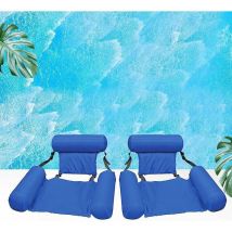 Piscine Hamac Lit Flottant Portable Pliant Gonflable Matelas d'eau Lit de Plage Sports Nautiques Chaise Longue pour Adultes Enfants (2 Pack Blue)