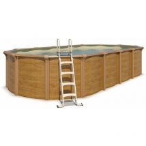 Piscine hors sol acier ovale 7,30 x 3,65 x 1,32 m aspect bois OSMOSE