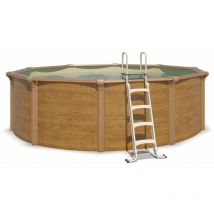 Trigano - Piscine hors sol acier ronde ø 4,55 x 1,32 m aspect bois osmose