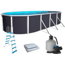 Piscine hors-sol acier TOI anthracite magnum ovale 915x457x132cm liner gris