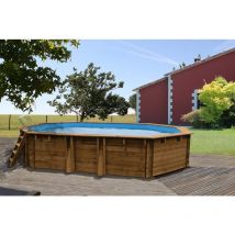 Piscine hors sol bois ovale 6,20 x 3,95 x 1,36 m safran