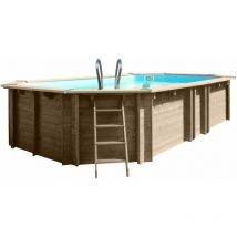 Piscine hors sol bois ovale 6,72 x 4,72 x 1,46 m vermela