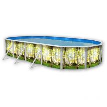 Kit piscine hors-sol acier Toi BOSQUE ovale 7.30 x 3.66 x 1.20m décor bosquet