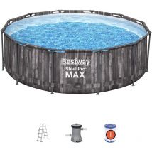 Bestway - Piscine avec structure ronde en bois Effet Steel Pro Max 366x100 cm 5614X