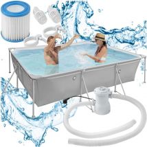 Tectake - Piscine tubulaire rectangulaire 3,75 m x 2,82 0,7 -