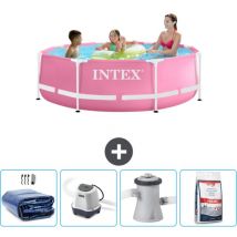 Intex - Piscine Cadre Rond - 244 x 76 cm - Rose - Incluse Accessoire CB53