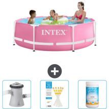 Intex - Piscine Cadre Rond - 244 x 76 cm - Rose - Incluse Accessoire CB73