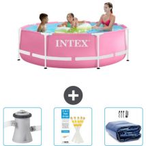 Intex - Piscine Cadre Rond - 244 x 76 cm - Rose - Incluse Accessoire CB74