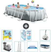Intex - Piscine Oval Prism Frame - 503 x 274 x 122 cm - Grise - Comprend des Accessoires CB51