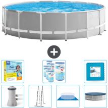 Intex - Piscine Round Prism Frame - 457 x 122 cm - Grise - Comprend des Accessoires CB48