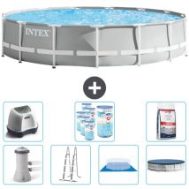 Intex - Piscine Round Prism Frame - 457 x 107 cm - Grise - Comprend des Accessoires CB57