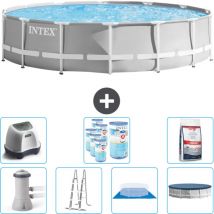 Intex - Piscine Round Prism Frame - 427 x 107 cm - Grise - Comprend des Accessoires CB58