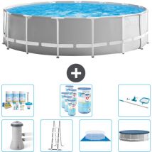 Intex - Piscine Round Prism Frame - 457 x 122 cm - Grise - Comprend des Accessoires CB46