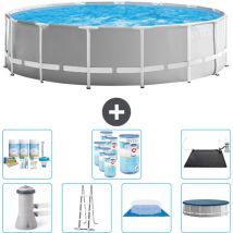 Intex - Piscine Round Prism Frame - 457 x 122 cm - Grise - Comprend des Accessoires CB44