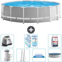 Intex - Piscine Round Prism Frame - 457 x 122 cm - Grise - Comprend des Accessoires CB57